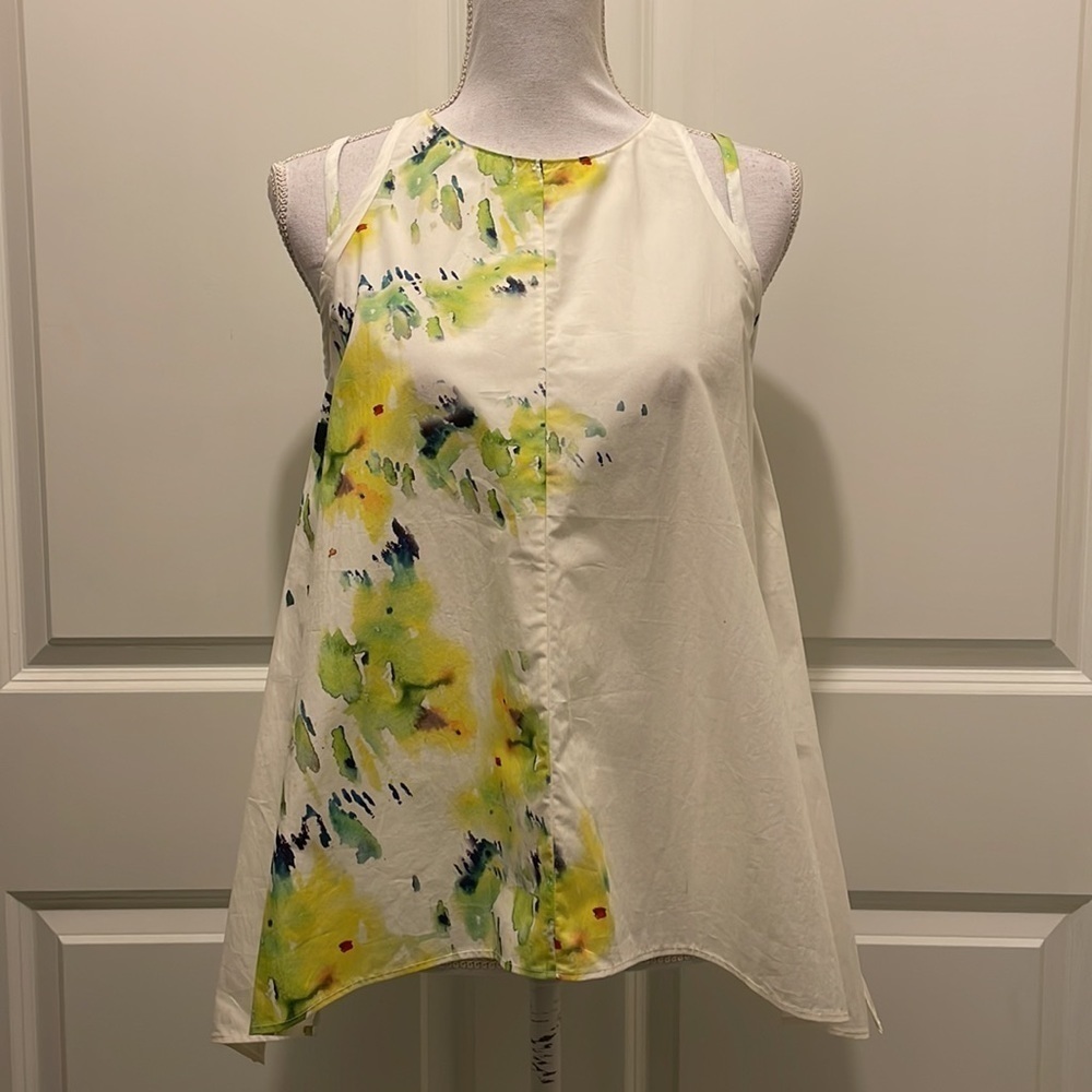Sayaka Davis White Tank Top with Floral Print, NWT